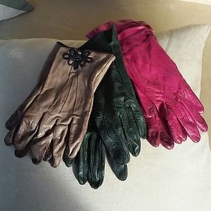 3 Pair of Vintage Leather Gloves size 7 1/2
